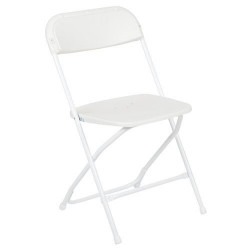 White fold up party chairs